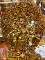 Tibetan tantric Buddha statue Nepal handmade copper gilt Guardian God white Mahagara Buddha statue ornaments