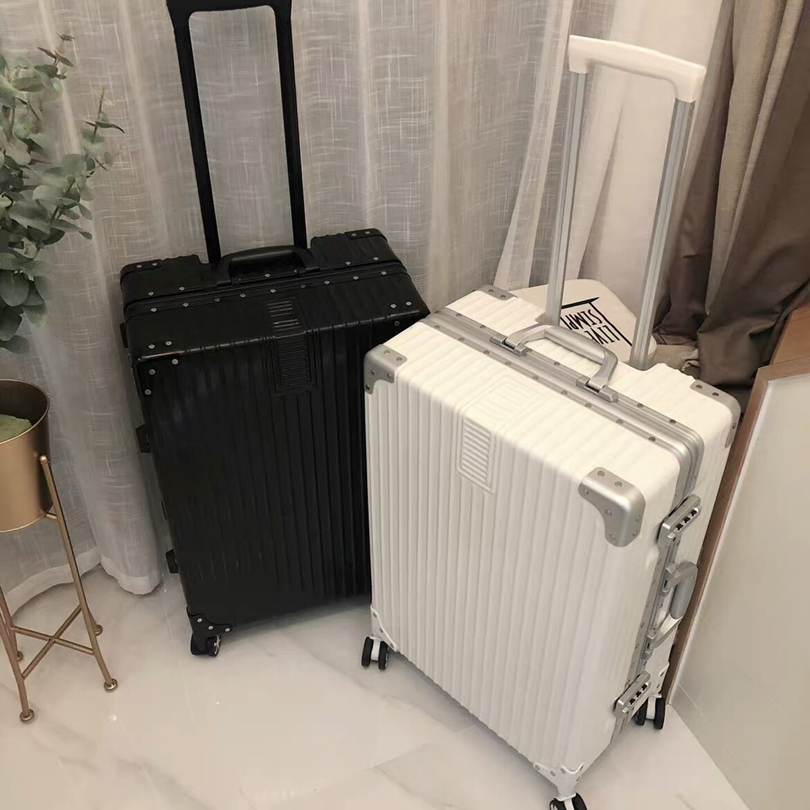 Aluminum Frame Suitcase Ins Nets Red Pull-Lever Box Female Universal Wheels Suitcase Men's Large Capacity Cryptobox Leather Case Tide