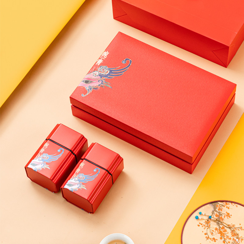 Tea packaging box, empty gift box, exquisite companion gift, Rizhao red and green tea packaging, high Longjing tea stall gift box, empty box