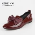 Ưu đãi đặc biệt ‖Can Mei chính hãng đầu vuông bằng da sáng chế nơ mũi nông miệng thấp cắt thấp dành cho người hâm mộ giày nữ KC8498-241 - Giày cắt thấp Giày cắt thấp