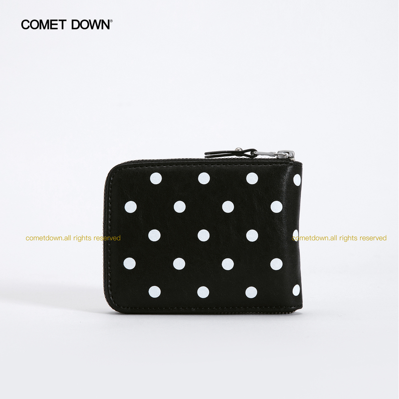Cometdown Polka Dot Leather Zipper Multifunctional Magnetic Coin Purse Id Holder Card Holder