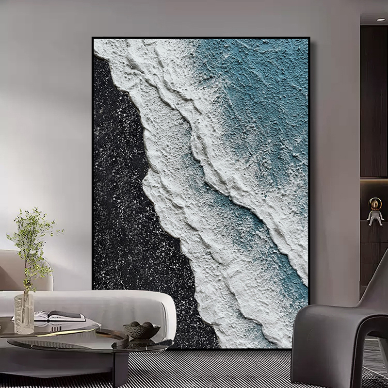 Purely Hand-Painted Oil Painting "Star Sea" Entrance Hall Hanging Painting Living Room Sofa Background Wall Decorative Painting Abstract Sandstone Texture Painting