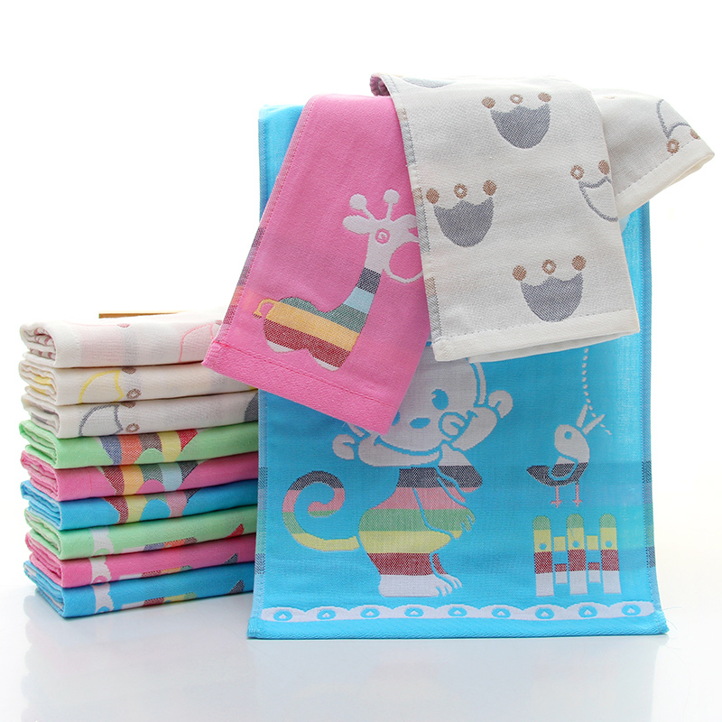 Pure Cotton Three-Layer Gauze Towel for Face Washing, Linen Cartoon Infant Saliva Absorbent Towel, Super Soft and Lint-Free Children's Towel