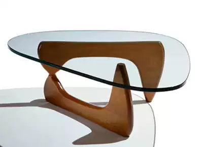 CL901 triangle Coffee Table-light walnut color Coffee Table tempered glass Noguchi Yong thick 45mm
