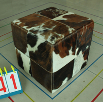 Spot 4 grid three-color tiger pattern cow leather small square stool Fur low stool shoe stool foot makeup stool pier