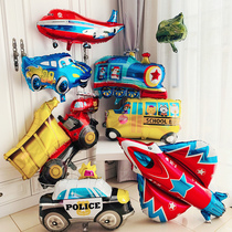 Tank truck muck truck fire truck school bus police car shape aluminum film Balloon Boy birthday engineering vehicle balloon hit