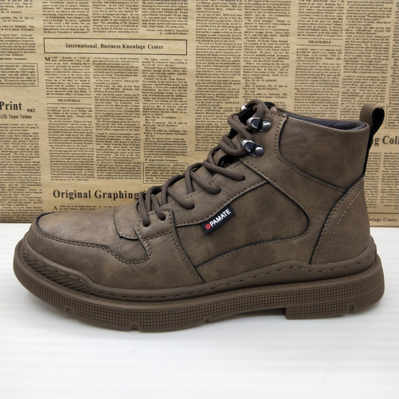 撤柜春秋真皮全皮头高帮休闲工装靴透气防滑软底马丁靴百搭男靴子