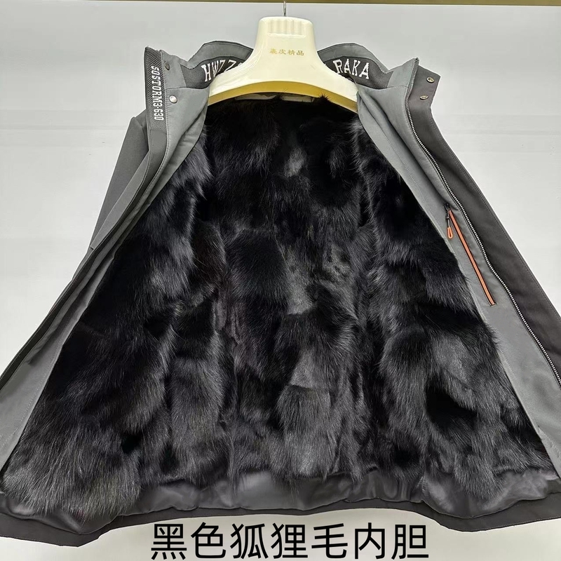 Men's Short Parka Business Casual Fur Coat with Detachable Fox Fur Lining, Fur Integrated Jacket for Winter Men's Short Parka Business Casual Fur Coat with Detachable Fox Fur Lining, Fur Integrated Jacket for Winter