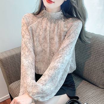 Chiffon top women's early autumn long-sleeved 2025 new french women's shirt loose cover belly beautiful fairy shirt