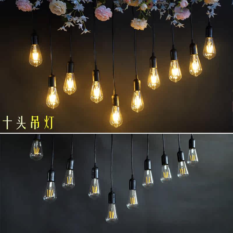 New wedding celebration Edison light bulb chandelie decoration tungsten filament lamp arrangement mall beauty chen overhanging style ceiling window decoration lamp string