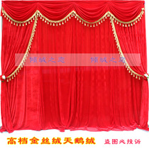Wedding gold velvet stage background gauze curtain decoration Wedding gold velvet background cloth curtain Opening celebration stage curtain