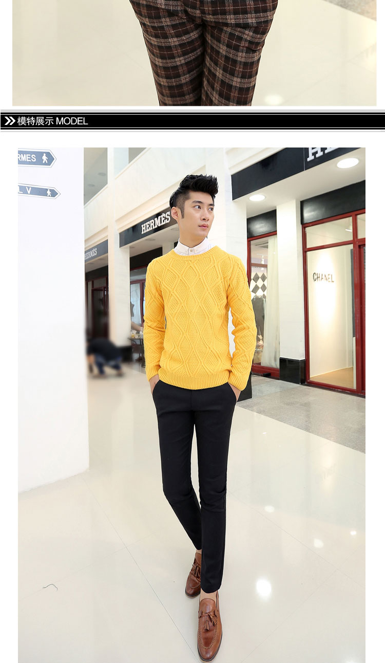 Áo len nam cổ tròn mỏng dệt kim dệt kim tay hình thoi ấm dày Áo len nam hàn quốc - Cặp đôi áo len shop quần áo nam