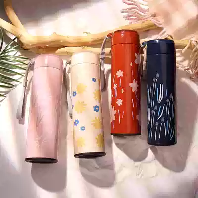 Fashion simple literary thermos cup large capacity Cup ladies portable student ins Harajuku style cute portable Korean version