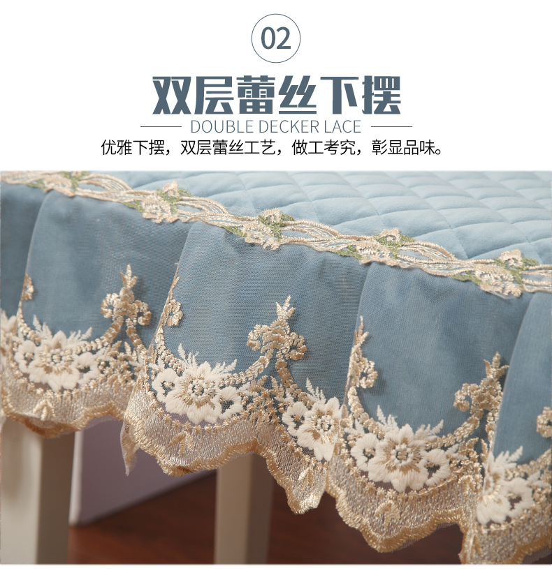 Châu Âu ren dày chống trượt đàn piano bao giày băng ghế băng bàn trang điểm phân phân hình chữ nhật đệm ghế đặt tùy chỉnh - Ghế đệm / đệm Sofa thảm trải ghế gỗ đẹp