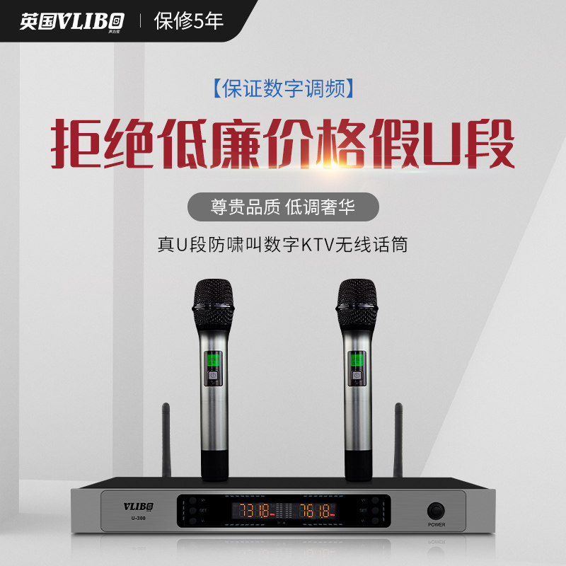 British VLlBO professional U-segment wireless microphone one drag two KTV special karaoke home karaoke song microphone