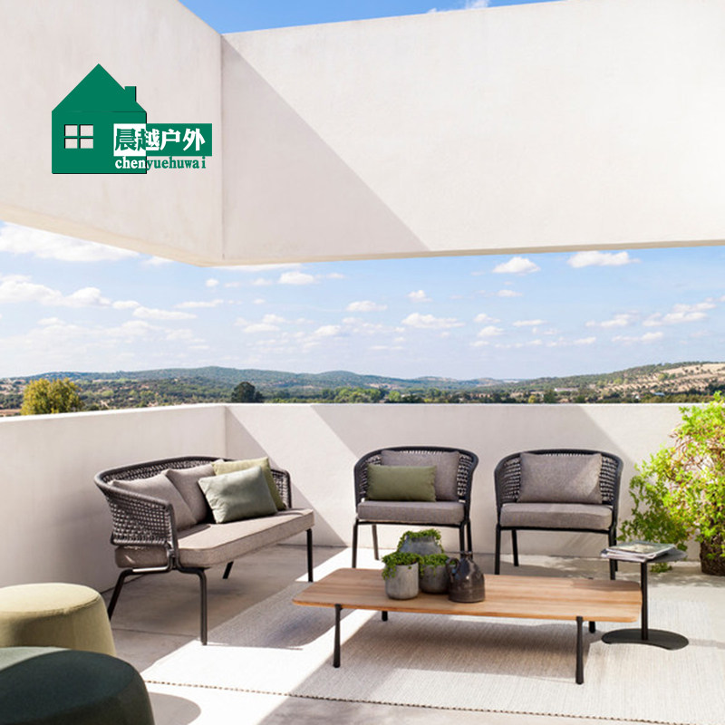 Nordic outdoor sofa rattan indoor balcony table and chair garden courtyard rattan sofa hotel rattan chair rattan sofa combination