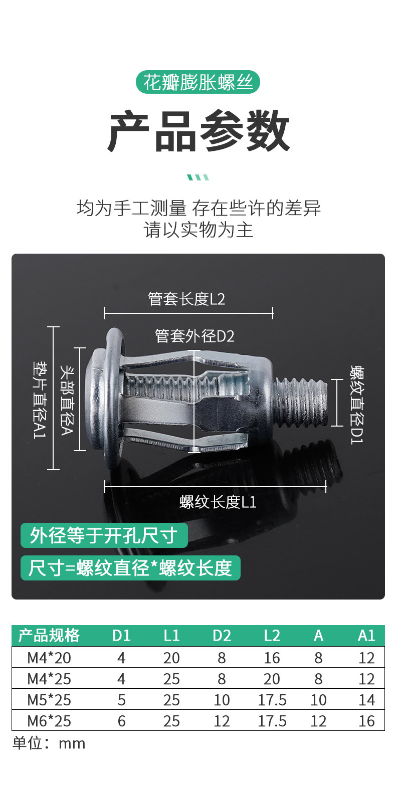 Якорь для дюбеля 花瓣螺母膨胀螺丝灯笼型石膏板空心铁皮塑料板子汽车车牌固定卡扣 Beishidabo