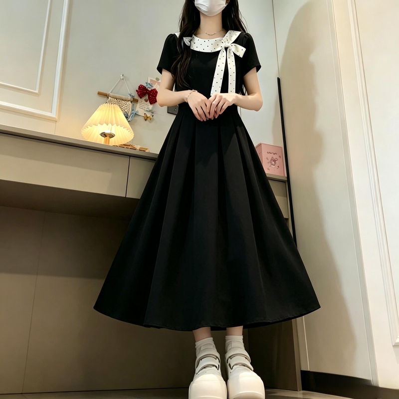 Girls' Dresses, Junior High School Students' College-Style Long Skirts, 14-Year-Old Girls' High School Students' Korean-Style Skirts, Teenage Students' Dresses