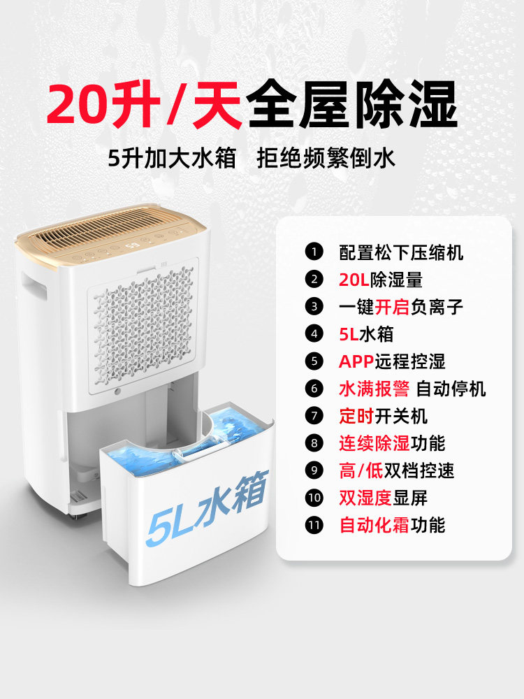 Dolexin Dehumidifier Household Dehumidifier for Bedroom Moisture Removal Clothes Dryer Dehumidifier Basement Moisture Absorber 620Es