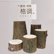 Solid wood mpier cedar wood round stool with leather tree stumps stool tree root solid wood stools wood mound creative root carved tea table log base