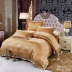 Bộ chăn ga gối cotton châu Âu bằng vải bông satin phủ bốn bộ chăn thêu chăn bông tấm cưới 4 bộ đặc biệt