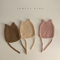 ins baby hat autumn winter 0-3 months South Korean baby Han version baby can take care of halogen door knitted hair line cap