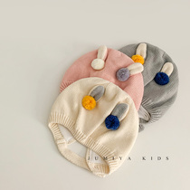 ins autumn and winter baby hats cute hair balls small rabbit ultra cute ear hat 0-1 year old baby fall hair line hat