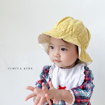 Baby hat Spring and autumn thin Korean baby girl cute double face fisherman hat baby basin hat princess sunscreen sun hat