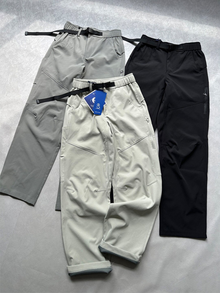 Autumn and Winter Outdoor Three-Dimensional Cut Functional Windproof Waterproof Softshell Quick-Dry Hiking Pants for Men and Women, Loose Cargo Pants, Casual Pants