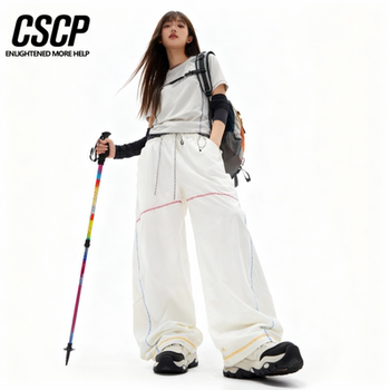 Spring and Autumn Mountain-Style Outdoor Casual Loose-Fitting Waterproof and Windproof Slimming Hiking Pants for Women, Suitable for Small People