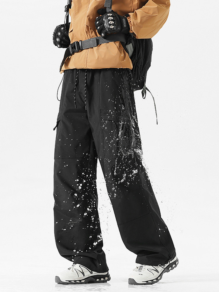 Workwear Style High-Waisted Wide-Leg Pants for Women, Loose and Slimming, Multi-Pocket Outdoor Casual Pants, Straight-Leg Autumn and Winter Hiking Pants, Trendy