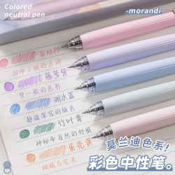 Morandi Colored Gel Pens for Note-Taking, Student Red Pens, Retractable Pens, Blue 0.5mm Quick-Drying Smooth Writing, Stylish and High-Quality Ballpoint Pens, Creative Stationery Supplies
