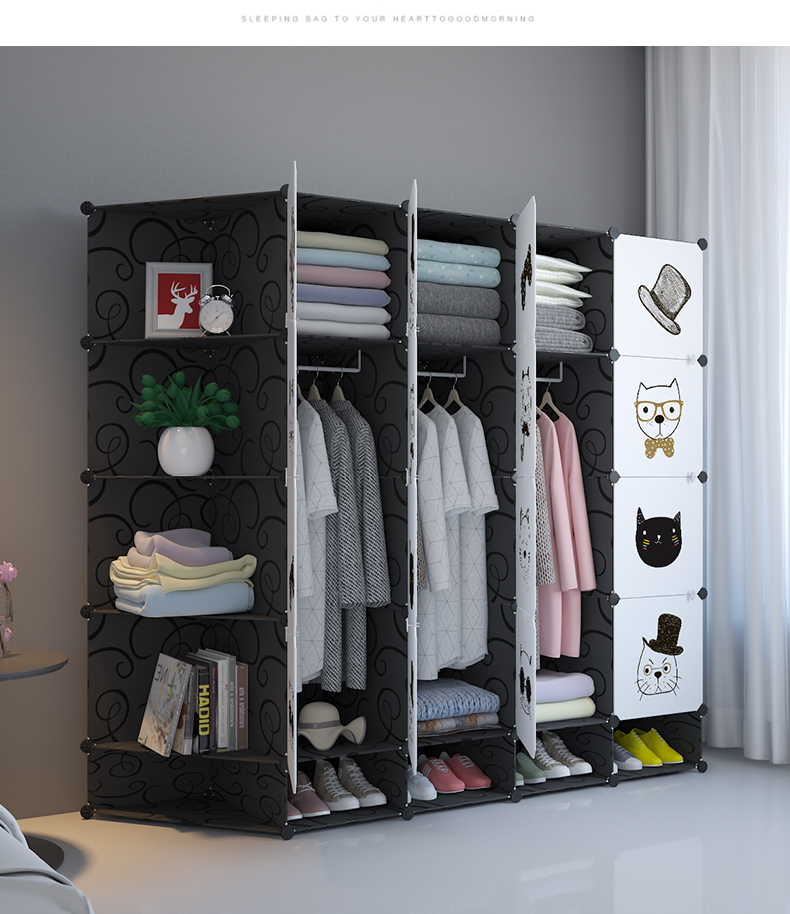 ngân sách tủ quần áo nhỏ gọn sub-lắp ráp tủ quần áo đơn giản gỗ giả lưu trữ nhựa vải ký túc xá nhà hiện đại - Buồng tủ nhựa giá rẻ