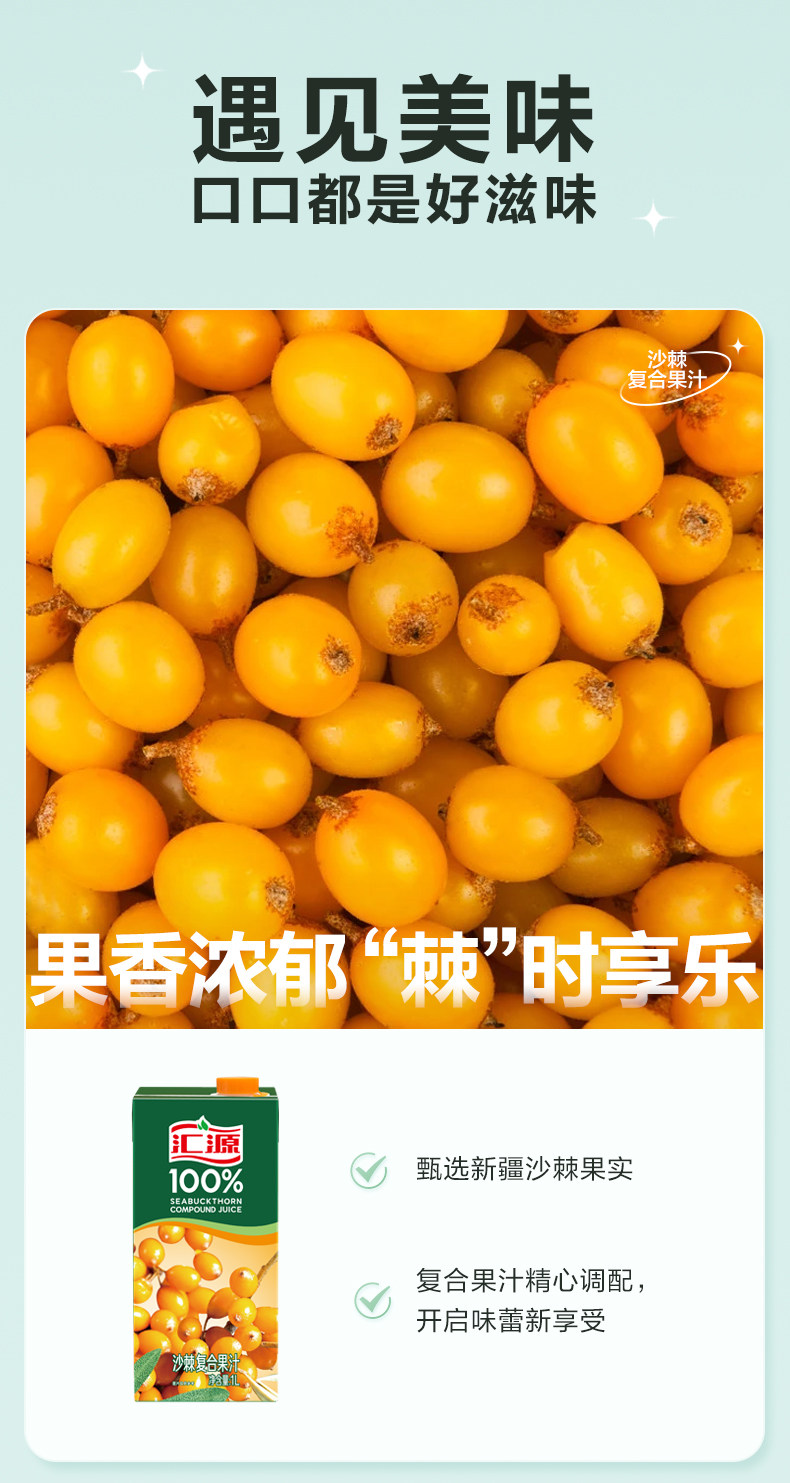 汇源 100%果汁 沙棘复合果汁 1L*2盒 图3
