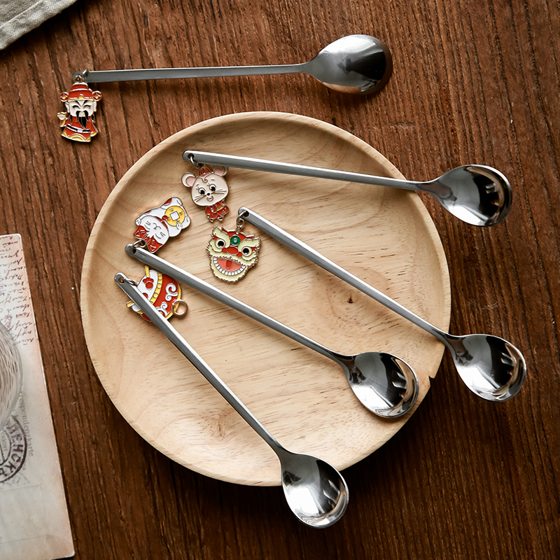 YH China Wind Delivery Courtesy Kit Creative Home Stainless Steel Stirring Sweet Pint Cake Coffee Spoon Ice Cream Spoon