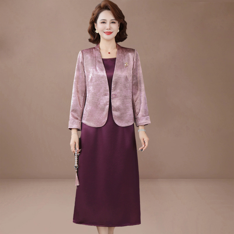 Elegant Two-Piece Dress for Mother-In-Law's Wedding Banquet, 2026 New Style, Dignified and Elegant Autumn Outfit Set Elegant Two-Piece Dress for Mother-In-Law's Wedding Banquet, 2026 New Style, Dignified and Elegant Autumn Outfit Set