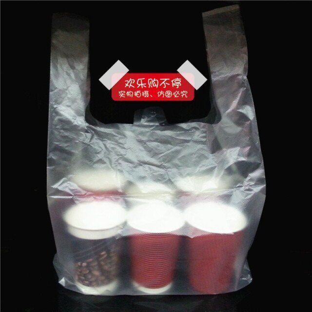 Disposable Packaging Bag Wholesale Mobile six cups Bag Milk Tea Takeaway Bag Coffee Packed Bag Thickened Plastic Bag 8