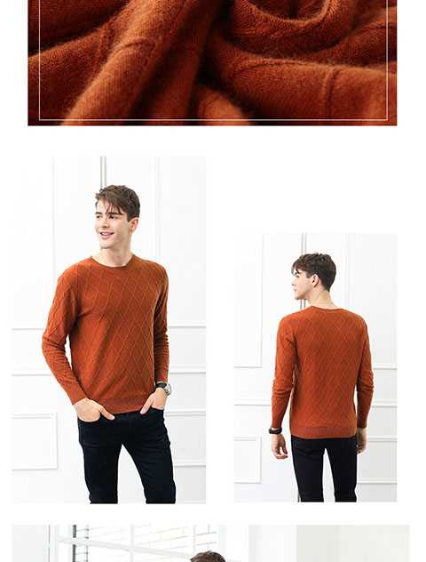 2017 mùa thu đông mới áo len cashmere nam cổ tròn áo len ngắn hình kim cương màu áo thun rắn kinh doanh - Áo len áo khoác len