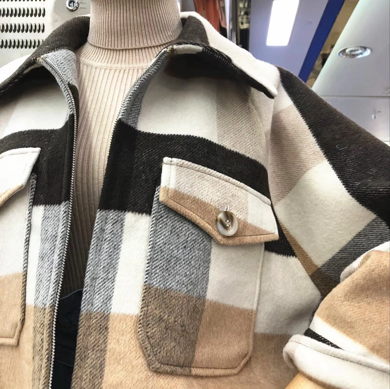 Mùa thu và mùa đông phiên bản mới của Hàn Quốc của lưới mắt cáo lỏng lẻo áo len ngắn áo len học sinh áo len hoang dã nữ thủy triều áo phao lông vũ nữ