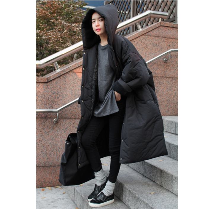 Mùa đông học sinh Hàn Quốc bọ cạp trên đầu gối dài rộng siêu dày cotton siêu dài 袄 BF Quần áo cotton Hàn Quốc áo khoác cotton nữ áo phao béo nữ