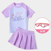 Сиреневый комплект, купальник, очки для плавания, 2 предмета