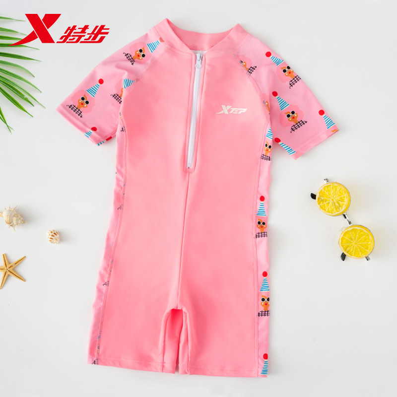 Xtep children's swimsuit girls summer one-piece medium and large children 2021 new girls sun protection quick-drying set equipment