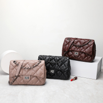 2020 full sheepskin new rhombus chain pleated bag advanced large-capacity one-shoulder messenger bag