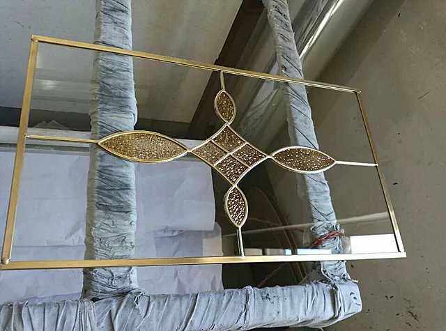 Overall cabinet inlay glass hollow bronze bar glass art glass bronze bar inlaid glass