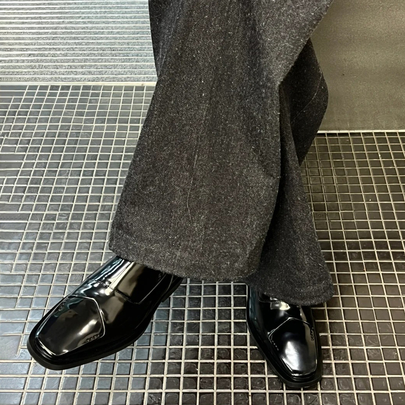 Pointed Leather Shoes for Men, Thick-Soled, Height-Increasing, Slimming Loafers, British Style, Light Luxury, Slip-On, Business, Commuting, Formal Derby Shoes Pointed Leather Shoes for Men, Thick-Soled, Height-Increasing, Slimming Loafers, British Style, Light Luxury, Slip-On, Business, Commuting, Formal Derby Shoes