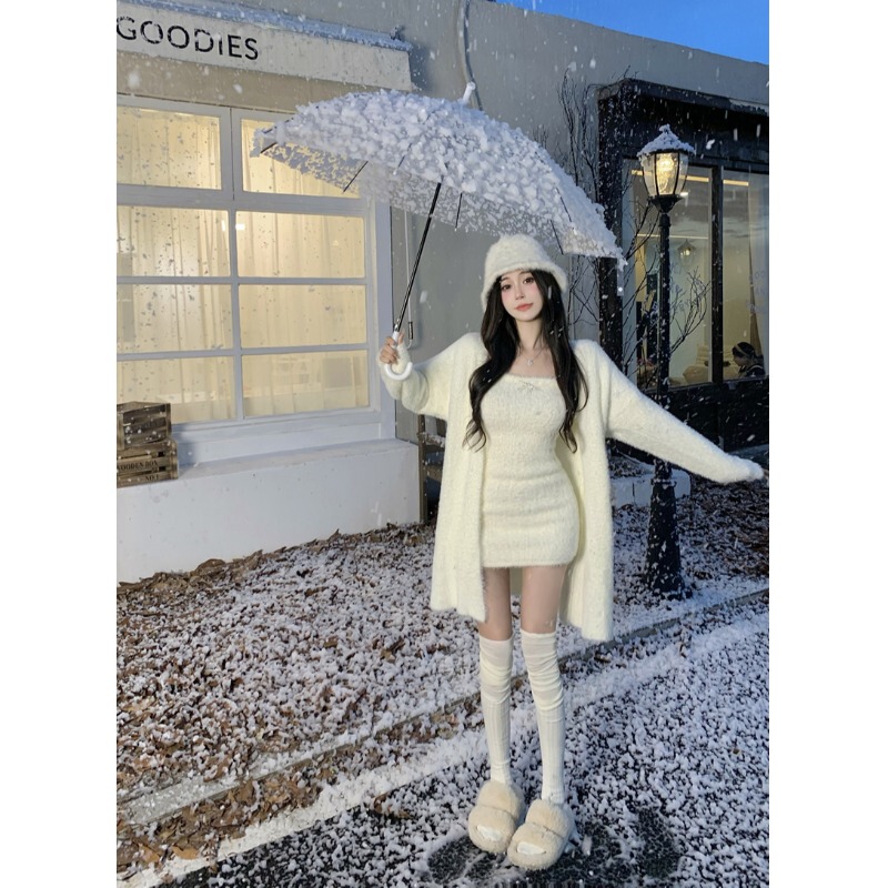 Pure Desire Style Soft Knitted Sweater for Women, New Autumn/Winter Loose Fit, Slimming Lazy Style, Faux Mink Fur Mid-Length Cardigan