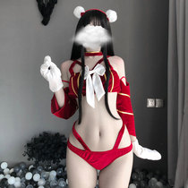 Sex lingerie sexy tease Cat Girl gold velvet chest three-point underwear passion seduction appeal set