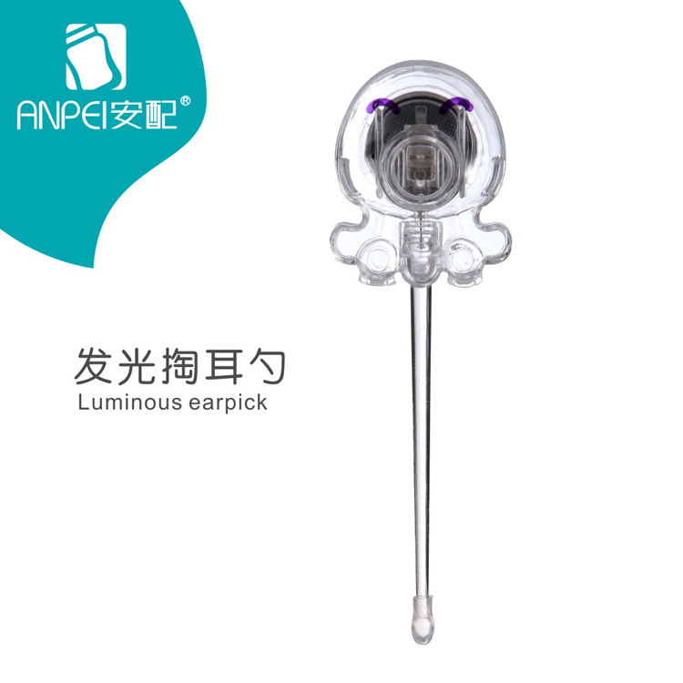 Anpai baby ear digging spoon Luminous silicone soft head ear spoon ear pick Safety visual with light Children's baby ear digging spoon