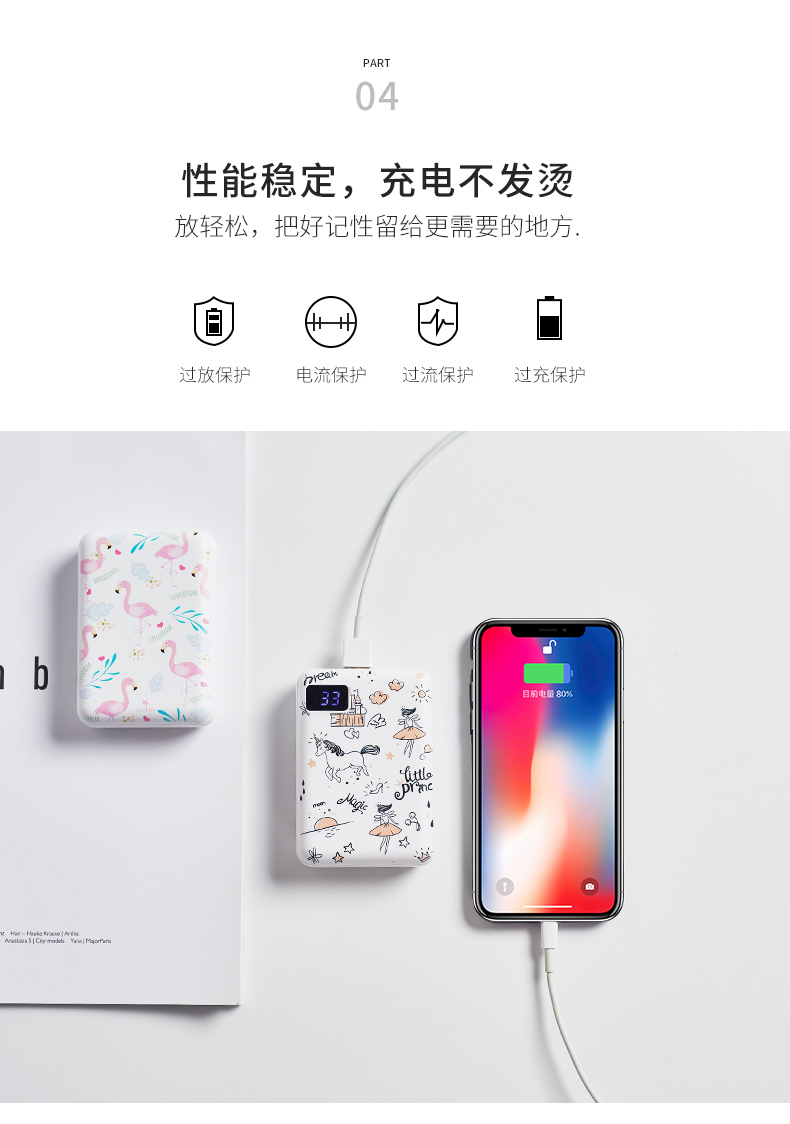 Nhỏ, di động sạc kho báu mỏng nữ phim hoạt hình quả táo 7 8 6 cô gái dễ thương nhanh phí điện thoại di động x Mini kê OPPO điện thoại Huawei tế bào Oki kho báu phổ 10.000 mA 6s dung lượng cao - Ngân hàng điện thoại di động sạc dự phòng remax 10000mah