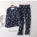 Mùa xuân và mùa thu Hàn Quốc bộ đồ ngủ cotton nữ dài tay ngọt ngào và đáng yêu mùa đông nam phục vụ nhà phù hợp với hai mảnh Cặp đôi